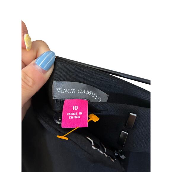 Vince Camuto Black Straight Leg Career Preppy Dress Slacks 10 Work Admin Formal - Picture 2 of 4